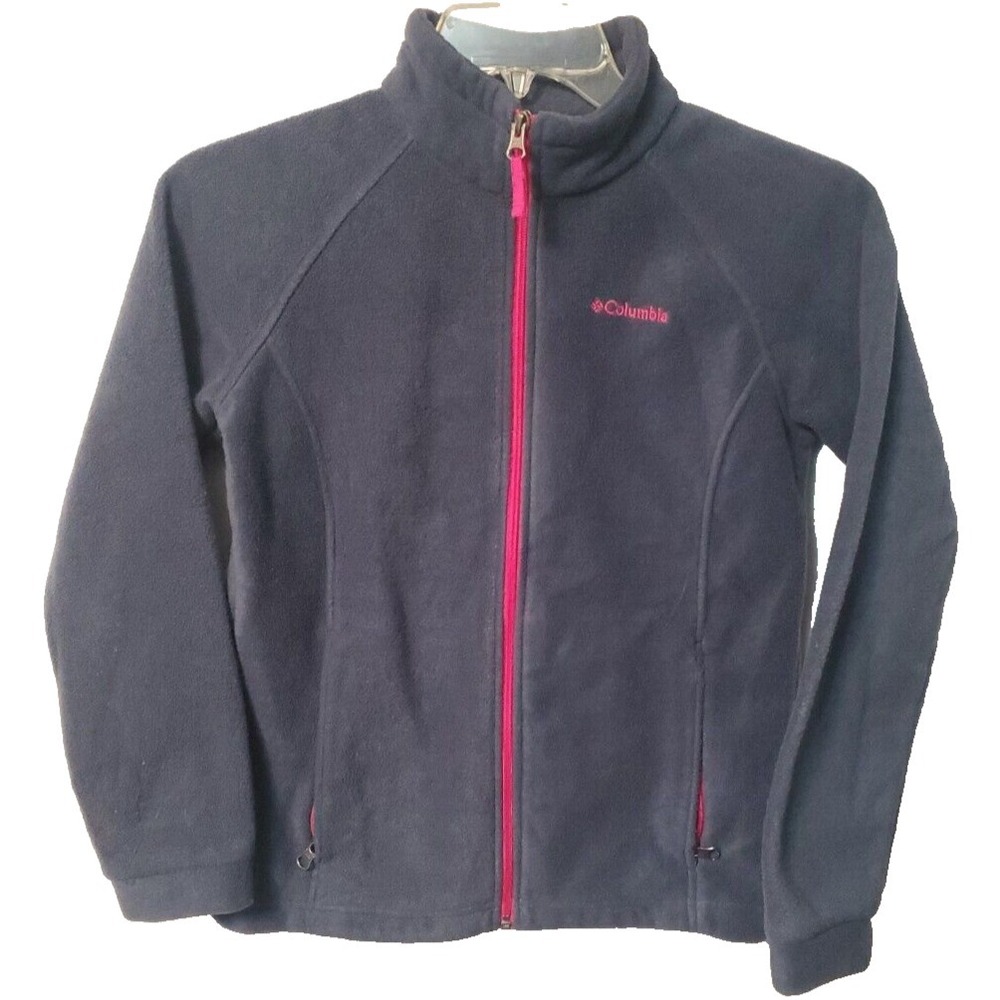 Columbia Full Zip Fleece Girls size Large (14-16) Blue Pink Warm Layering Jacket